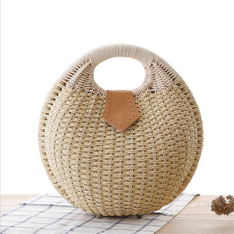 Green Bohemian Straw Bag Rattan Beach Handbags