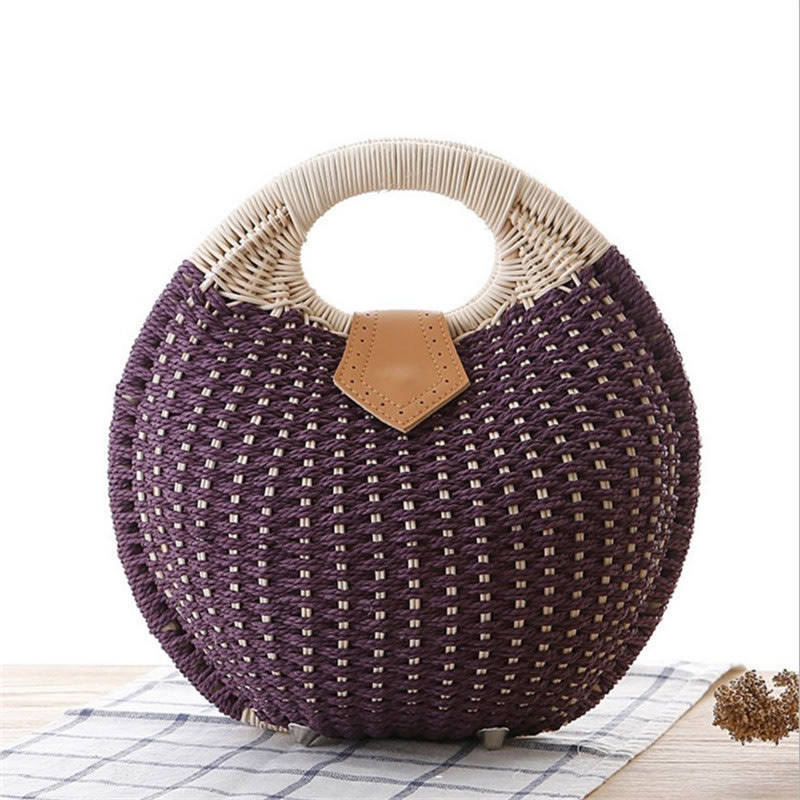 Green Bohemian Straw Bag Rattan Beach Handbags