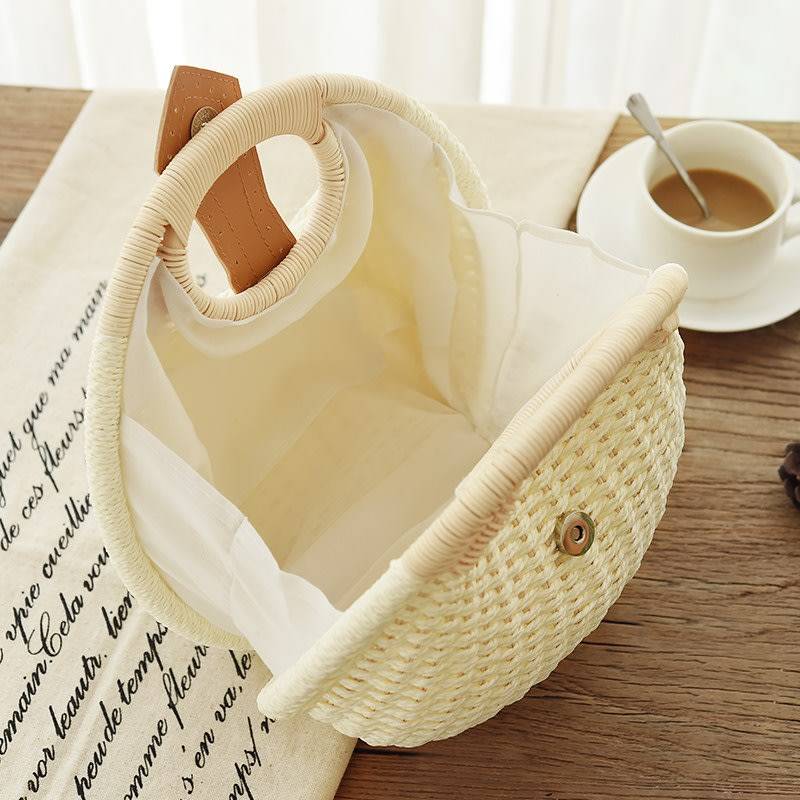 Green Bohemian Straw Bag Rattan Beach Handbags