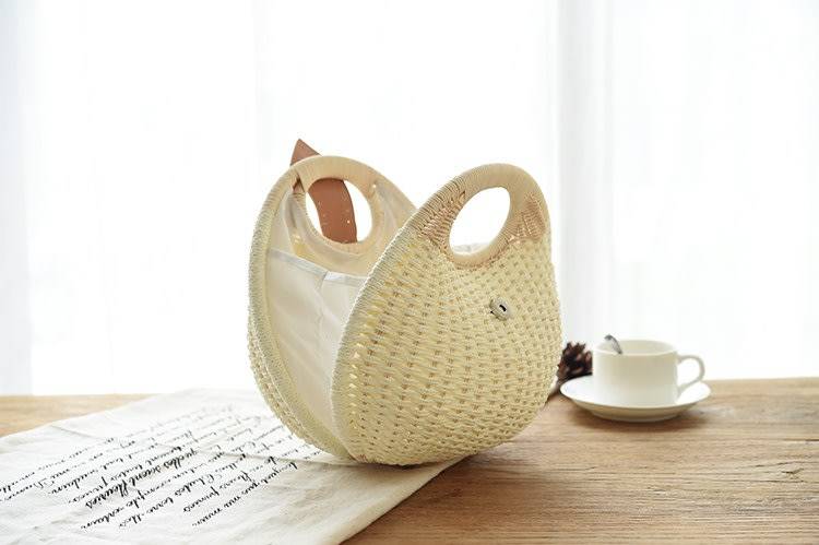 Green Bohemian Straw Bag Rattan Beach Handbags