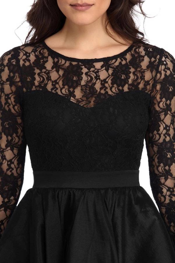 Black Lace Hi-Lo Evening Dress - Large