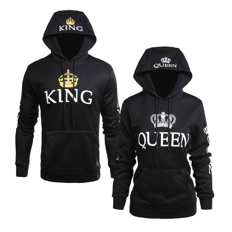 Black Royal King & Queen Couple Hoodies - Male M