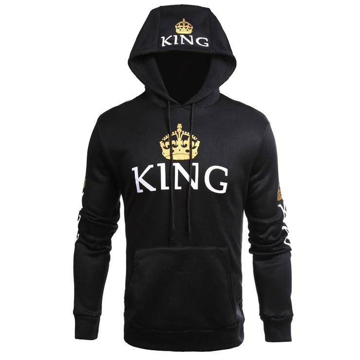 Black Royal King & Queen Couple Hoodies - Male M