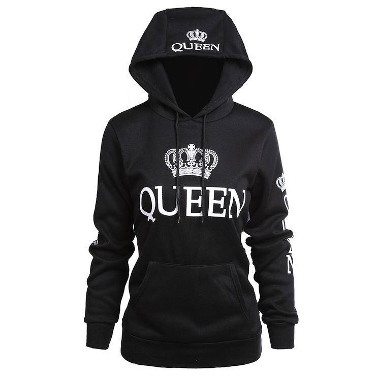 Black Royal King & Queen Couple Hoodies - Male M