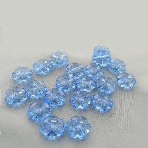 Translucent Acrylic Blue Flower Beads 10mm