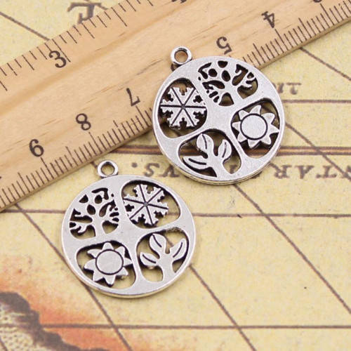 Pendants, Antique Silver Four Seasons Pendants, 28mm (1Pc)