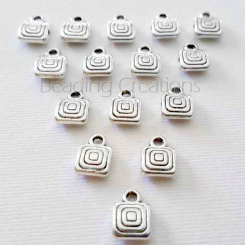 Findings, Bails, Antique Silver Square Engraved Bails, 8mm (Loose)