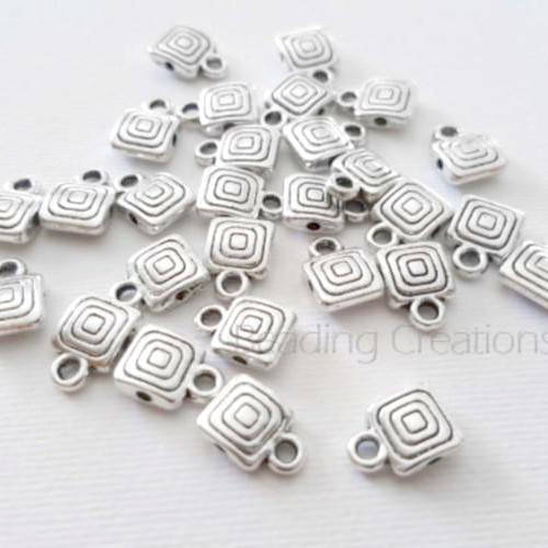 Findings, Bails, Antique Silver Square Engraved Bails, 8mm (Loose)