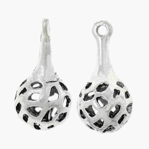 Pendants, Antique Silver, Vintage, Teardrop, Hollow, Filigree, 10mm (1Pc)