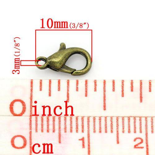 Clasps, Antique Bronze Lobster Clasps, 10x6mm (10 Pcs)