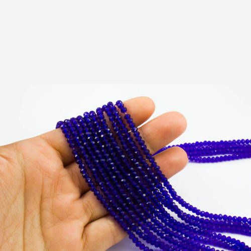 Beads, Crystal Beads, Cobalt Blue Faceted Rondelle Crystal Glass Beads, 4mm (Loose)