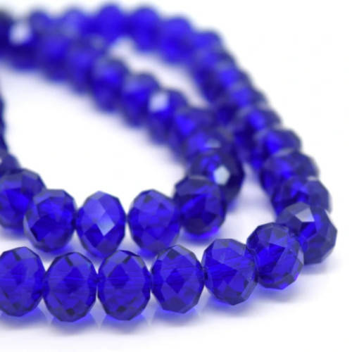 Beads, Crystal Beads, Cobalt Blue Faceted Rondelle Crystal Glass Beads, 4mm (Loose)
