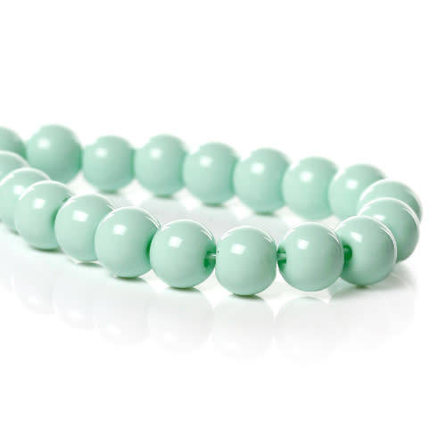 Beads, Glass Beads, Opaque Mint Green Round Glass Beads, 6mm (Loose)