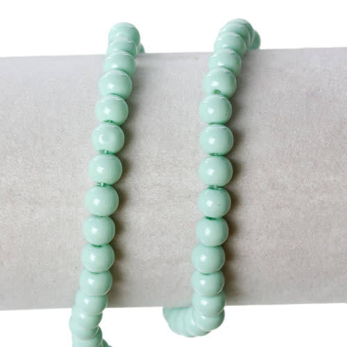 Beads, Glass Beads, Opaque Mint Green Round Glass Beads, 6mm (Loose)