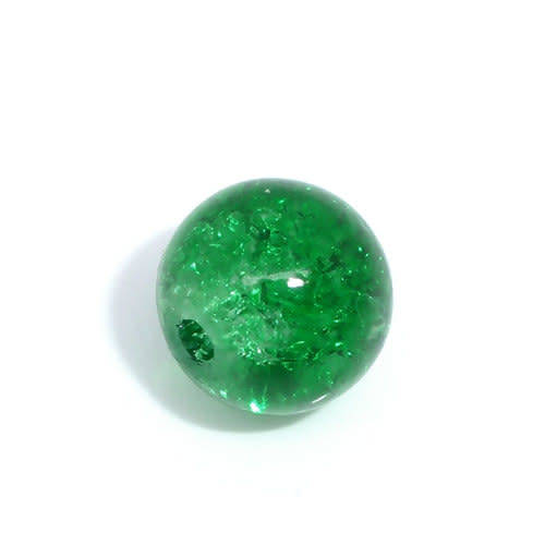 Beads, Glass Beads, Green Crackle Glass Beads Round, 8mm (Loose)