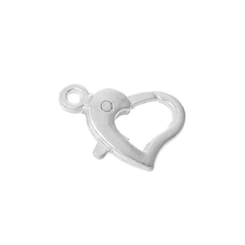 Clasps, Silver Plated Curved Heart Lobster Clasps, 14x9mm (Loose)