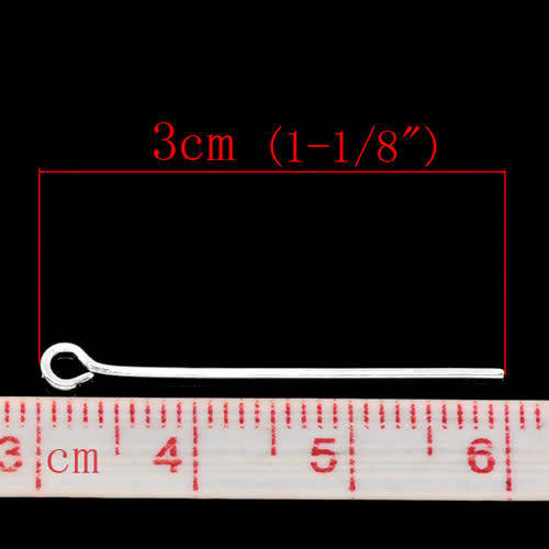 Eye Pins, Alloy Eye Pins, Shiny Silver Plated Eye Pins, 3cm (5Pcs)
