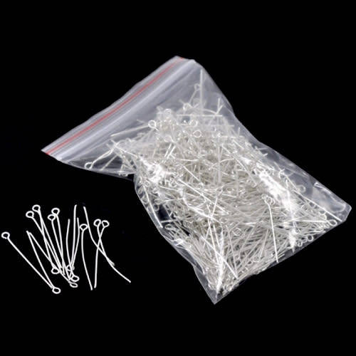 Eye Pins, Alloy Eye Pins, Shiny Silver Plated Eye Pins, 3cm (5Pcs)