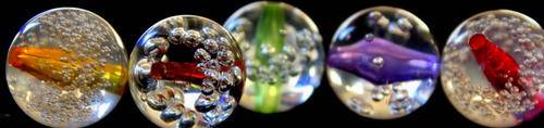ACRYLIC - STRAIGHT HOLE - BEADS - COLORFUL ROUND BUBBLE DESIGN - 10mm
