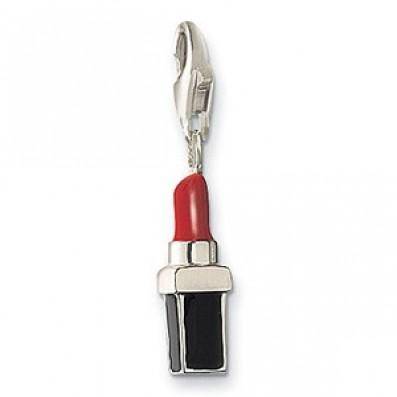 SILVER AND RED LIPSTICK CLIP ON CHARM