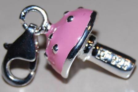 CHARMS - CLIP ON - PINK MUSHROOM