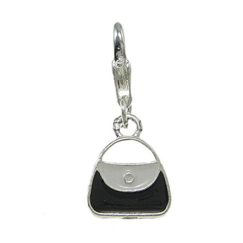 CHARMS - CLIP ON HANDBAG - BLACK & SILVER