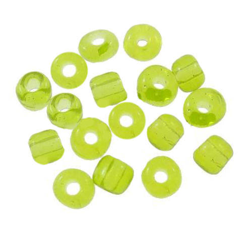 SEED BEADS - TRANSPARENT GLASS - ROUND - TRANSLUCENT LIGHT GREEN 2 X 3 MM