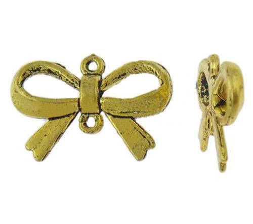 CONNECTORS - ANTIQUE GOLD COPPER PLATED - BOW KNOT
