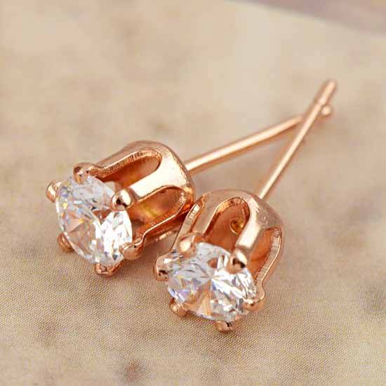 9K ROSE GOLD FILLED FLAWLESS CZ STUD EARRINGS