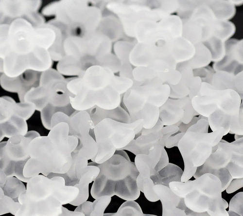 ACRYLIC - FROSTED - WHITE - LILLY FLOWER - BEADS/BEAD CAPS 10x4mm