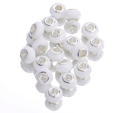 PANDORA STYLE CRYSTAL FACETED BEADS - WHITE