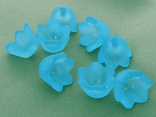 Acrylic Frosted Blue Bell Flower Tulip Beads 10mm