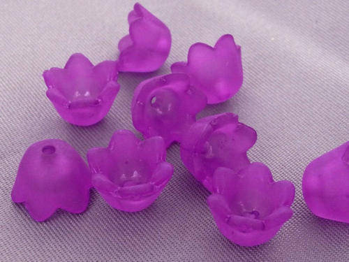 ACRYLIC - FROSTED - PURPLE - BELL FLOWER - TULIP CUPS - BEADS/BEAD CAPS - 7x10mm