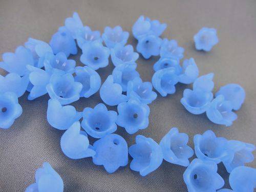ACRYLIC - FROSTED - COBALT BLUE -BELL FLOWER - TULIP CUPS - BEADS/BEAD CAPS - 7x10mm