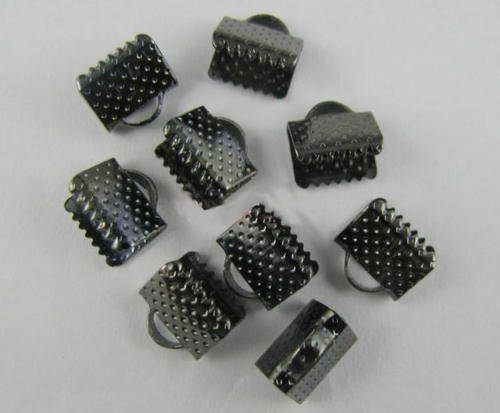 RIBBON CRIMP ENDS - GUN METAL BLACK - 5 x 8mm - SOLD PER  PACK OF 2 pcs