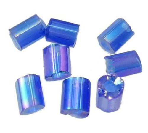 SEED BEADS - TRANSLUCENT - TUBE - BLUE MOTHER OF PEARL - 2 X 3 MM