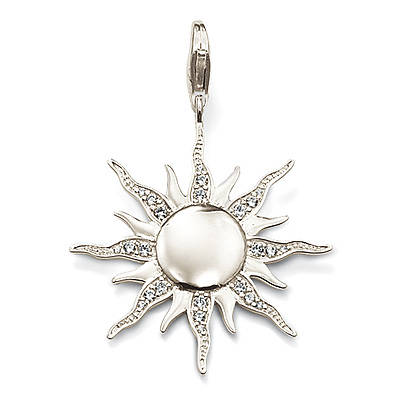 925 SILVER - CLIP ON - CHARM - SUN - WHITE SYN. ZIRCONIA PAVE