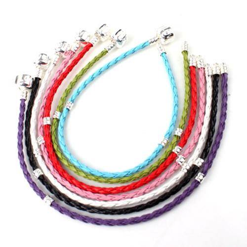 BRACELETS - EUROPEAN STYLE - BRAIDED LEATHER - MIXED COLORS - 20.32CM