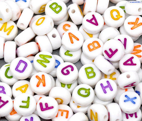 ACRYLIC - ALPHABET BEADS - RAINBOW - 7mm - MIXED