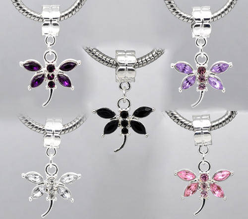 EUROPEAN STYLE - MIXED COLORS - DRAGONFLY - DANGLE CHARMS