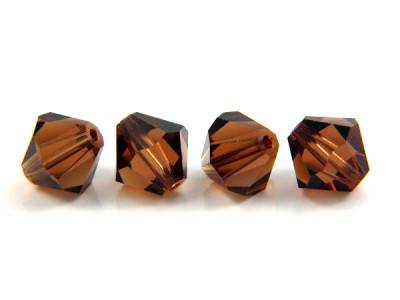 CRYSTAL BEADS/SWAROVSKI CRYSTAL XILLION SMOKED TOPAZ 4MM BEADS/FACETED BICONE BEADS/SWAROVSKI 5301