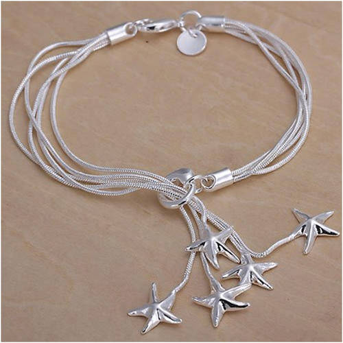 925 SILVER STAMPED -SNAKE CHAIN BRACELET WITH STARFISH