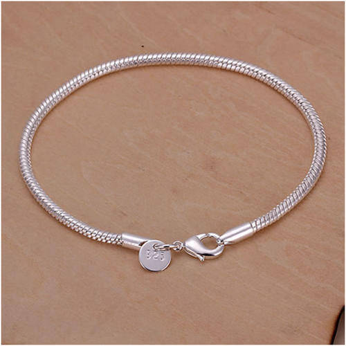 925 SILVER STAMPED - PANDORA STYLE - 3mm - SNAKE CHAIN BRACELET WITH LOBSTER CLASP - 20cm
