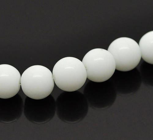 GLASS BEADS ROUND SOLID WHITE 8MM