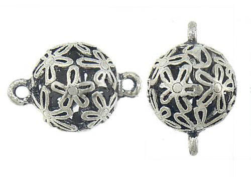 CONNECTORS - ANTIQUE SILVER - HOLLOW VINTAGE FLORAL DESIGN