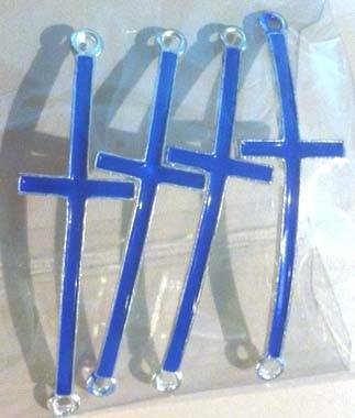 ****CLEARANCE**** CONNECTORS - CROSS - SIDEWAYS - ENAMEL - NAVY BLUE - SILVER TONE - PLATED