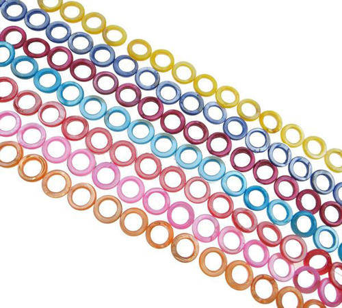 SHELL BEADS - NATURAL COLORED - ASSORTED COLORS - DONUT - 15x3mm