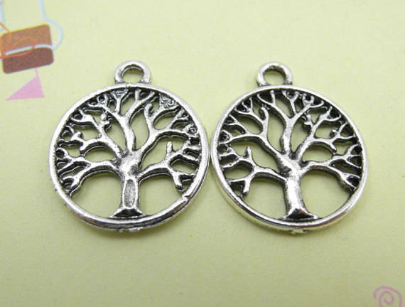 PENDANTS - ANTIQUE SILVER - TREE OF LIFE - CHARMS - 20mm