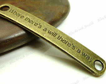 CONNECTORS - ANTIQUE BRONZE - SIDEWAYS - " WHERE THERE'S A WILL" - CHARMS