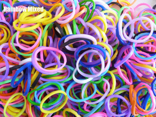 LOOM BANDS -  RAINBOW KIT WITH CROCHET HOOK AND COLORED "S"-CLIPS - 600 PIECES
